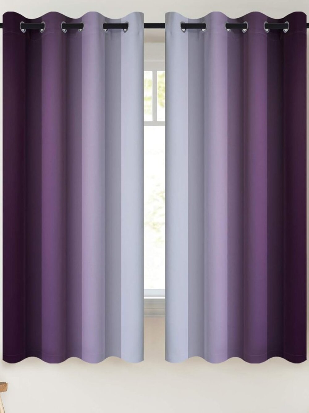 Grommet Room Darkening Ombre Purple Curtains W52xL63 inch